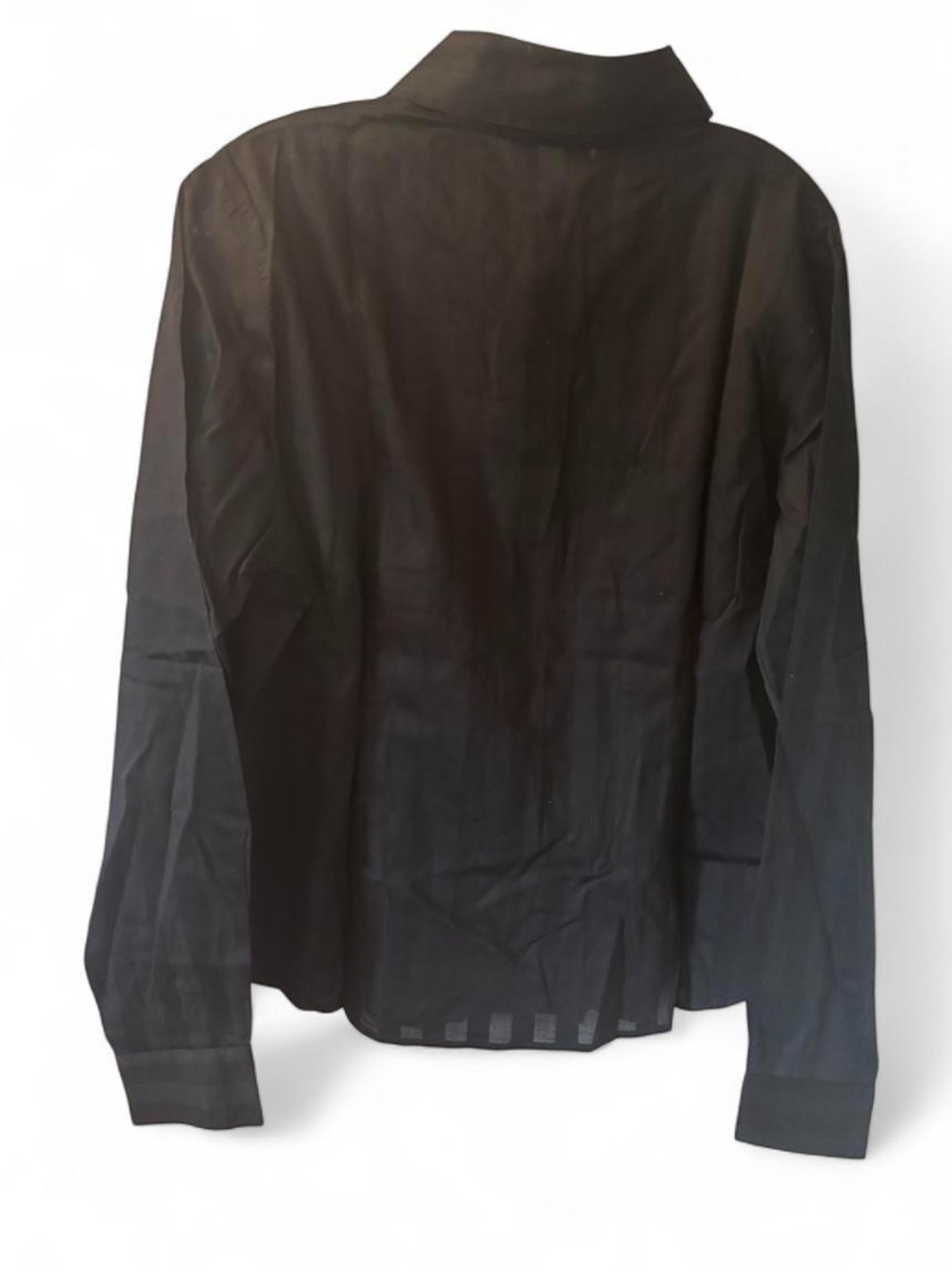 Anne Fontaine Paris Black Sheer Stripe Button-Down Shirt Minimalist Cotton - Picture 4 of 5